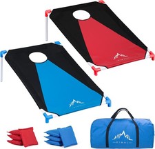Portable PVC Framed Cornhole Game Set with 8 Bean Bags and Carrying Bag
