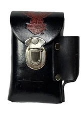 80s 90s Harley Davidson Motorcycles Leather Cigarette Case & Lighter Holder Read