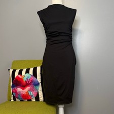 Nine West Black Gathered Ruched Side Bodycon Dress Work Cocktail