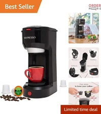 2-in-1 Coffee Maker Compact Single Serve Ground Pod Brewer Portable 14oz