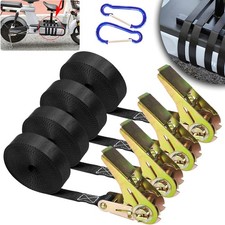 4PCS Ratchet Straps Tie Down 6m x 25mm endless 6 Metre Black Lashing Straps UK