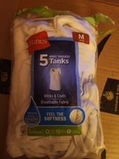 Hanes Boys 5 Tagless Tanks White Size Medium Cool Comfort