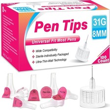 Pen Tips 31G X 8Mm Flat Base 100 Count 31G 8Mm Pen Tip Comfortable Wide