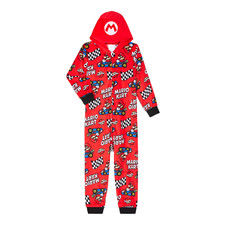 NEW Super Mario Boys Hooded Union Suit Pajamas Size Small 6/7