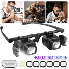 2x 6x 10x 24x Magnifying Glass Magnifier Lamp Reading Sewing Craft Head-Mounted