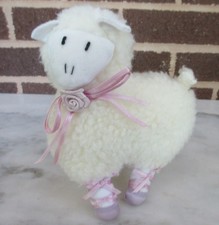 Russ Twinkle Toes White Ballerina Lamb Sheep -Purple Rose Ribbon Neck Bow /Shoes
