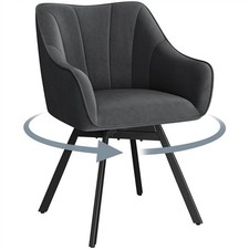 Swivel Dining Chair with Armrests and Backrest, Modern Velvet Side Chair Grey