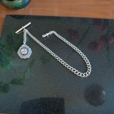 Antique Silver Albert Chain Weighty 49g Maker's Name On T.Bar Clip Chain H.B 14"