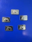 One lot of FIVE (5) 1 gram silver bars 0.999 fine Silver . #2643