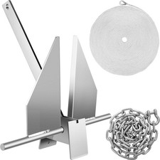 8.5lb Galvanized Fluke Anchor Kit with Rope Shackles Chain 15-24ft Boats