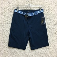 NEW Polo Ralph Lauren Shorts 16 Youth Blue Chino Belted Flat Front Pockets Boys