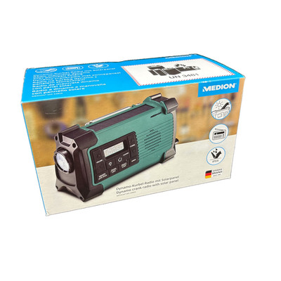 Radio MEDION LIFE E66805 Kurbelradio DynamoPLL-UKW Stereo Solarpanel Akku IPX4