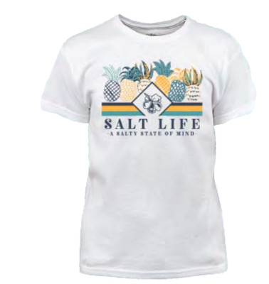 Salt Life Pineapple Spike White Youth M Live Salty Saltlife NWT