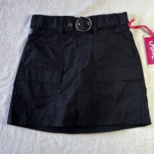 Justice Girls Black Cargo Skirt Build -in- Short NWT Size 8 With Belt Summer