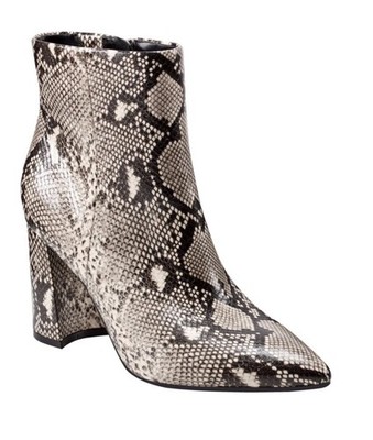 Marc Fisher Women's Greneda Block Heel Dress Ankle Booties Black Beige Snake 8.5