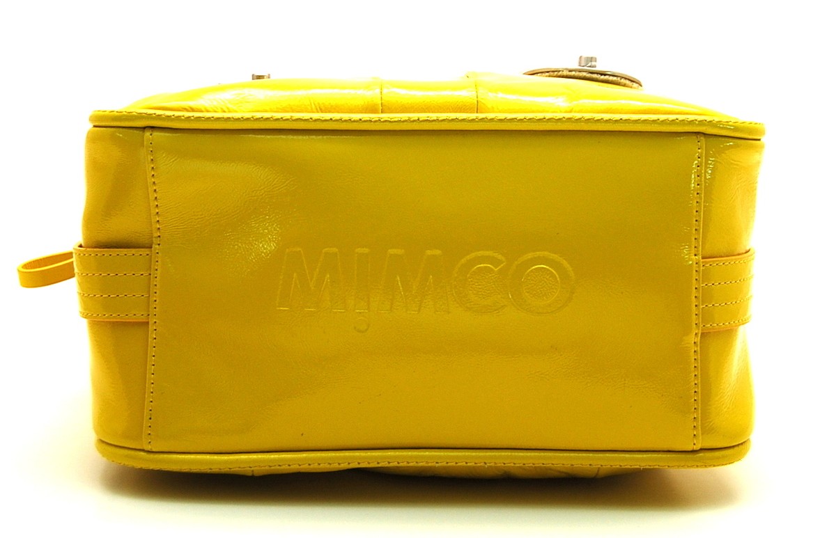 MIMCO MINI TURNLOCK ZIP TOP BAG PATENT LEATHER IN MARIGOLD (YELLOW