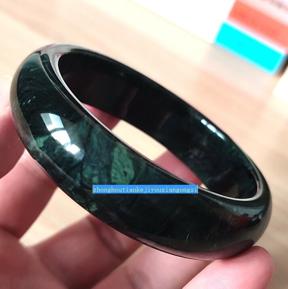 Certified Green Black Natural Burma Jadeite Bangle Bracelet 56-68mm
