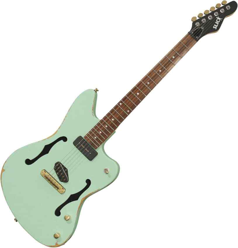 Slick SL 56 Offset Semi Hollow E-Gitarre Surf Green Sumpfesche Single Coil P-90 82690₽