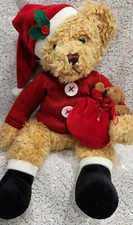 Russ Berrie Plush Teddy Bear Sammy Santa 13" Stuffed Animal