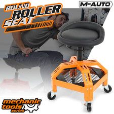 Rolling Garage Workshop Stool Adjustable Height Padded Creeper Seat Wtool Tray