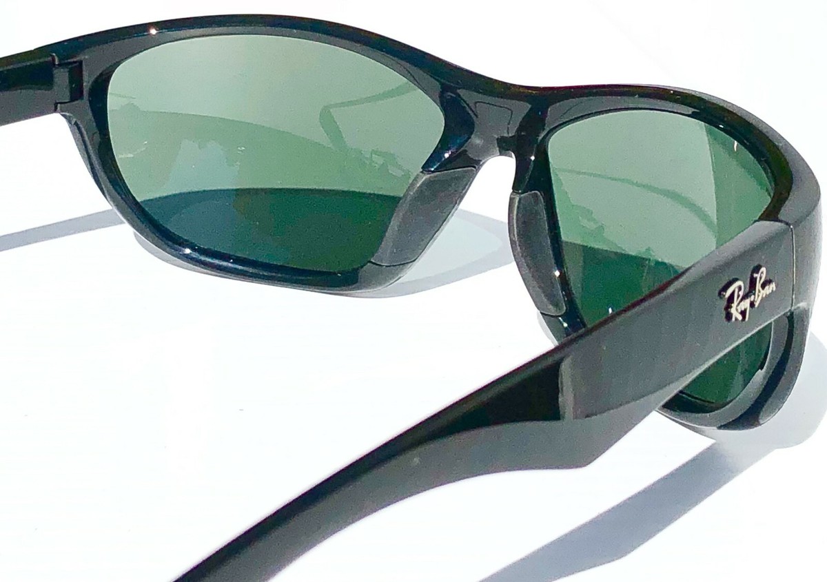 NEW Ray Ban Shiny Black 63mm Frame G-15 Grey Green Sunglasses