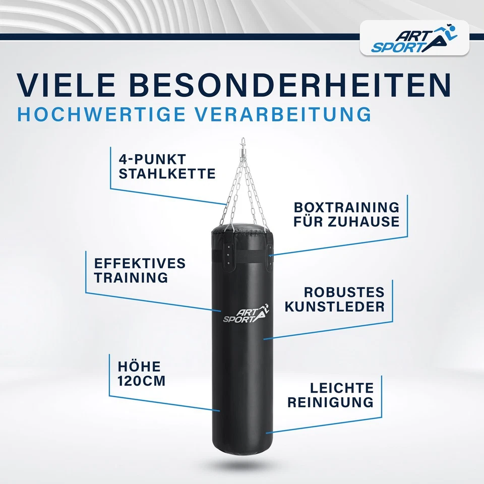 Box Set Boxsack 30kg gefüllt Stahlkette Halterung Erwachsene ArtSport® - Bild 2 von 4