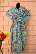 Women Wear V-Neck Caftan Printed Cotton Kaftan Cotton Beach Wear Gown Maxi Dress