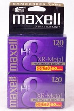 Maxell XR-Metal 8mm Camcorder Tape Hi8 120 min Digital 8 60 min Cassette 2 Pack