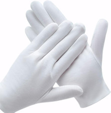 3 Pairs White Cotton Gloves for Dry Hands Eczema SPA Moisturizing - Work Glove L