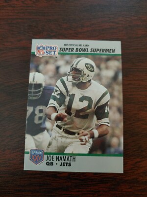 1990 NFL Pro Set Joe Namath Super Bowl Supermen football card #34