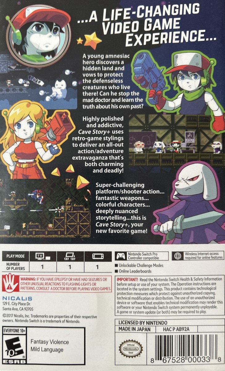 Cave Story+ (Nintendo Switch, 2017) Complete w/KeyChain