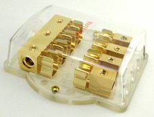 3 4-Gauge In 4 8-Gauge Out Gold Plated AGU Fuse Holder Distribution Block 240AMP