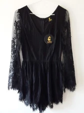PASSION FUSION  Playsuit Womens  Size 10 Black Lace Party  Romper  New Tags