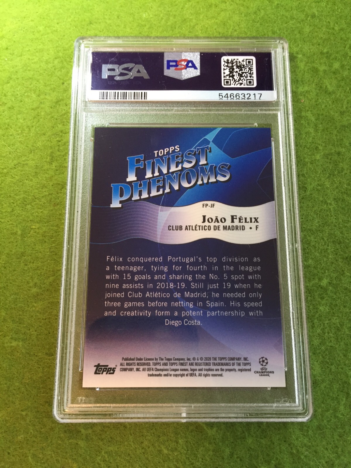 Joao Felix PSA 10 REFRACTOR CARD JERSEY #23 PORTUGAL  2019 Finest JOAO FELIX UCL view 24