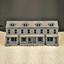 Z-Scale Pennsylvania Row House 4 Unit Model Brick Ext. 1:220 Scale Building