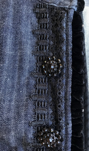 Chaqueta Denim Chicos 3 o XL/16 Azul Terciopelo Negro Volantes/Bordado Botones RS H - Imagen 8 de 11