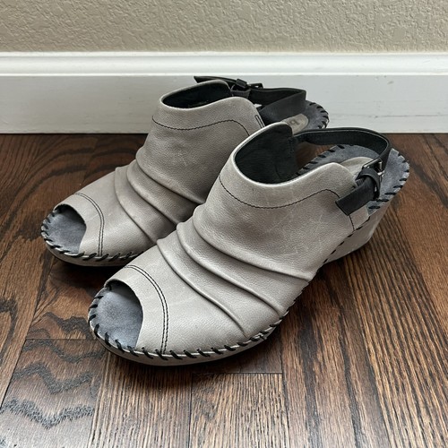 Bussola Baracoa Glove Wedge Sandals Capretto Vapor Black Women’s 40 US 9 Buckle - Picture 2 of 19