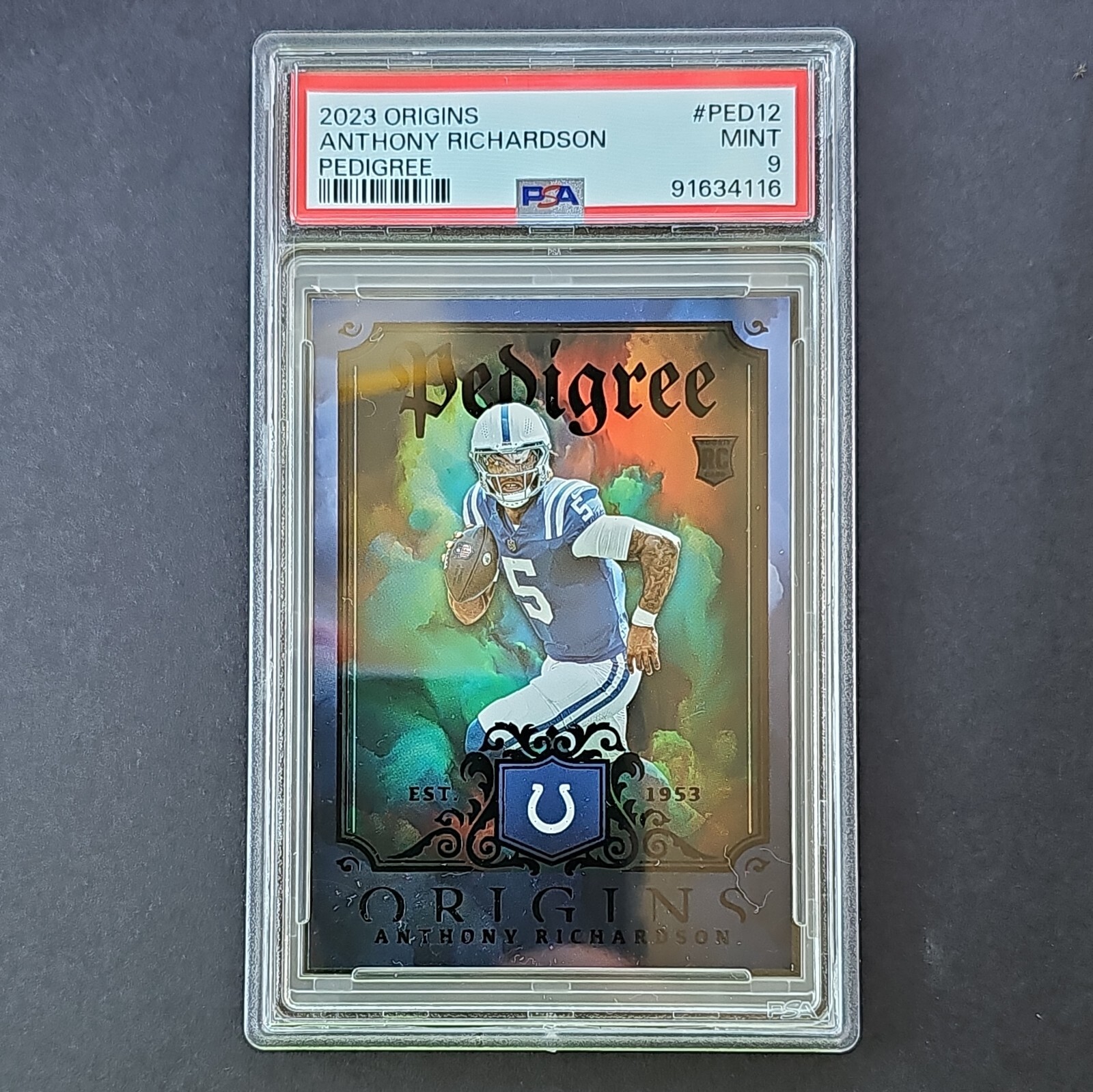 2023 Panini Origins Anthony Richardson Pedigree SSP Case Hit PSA 9 Colts Pop 5!