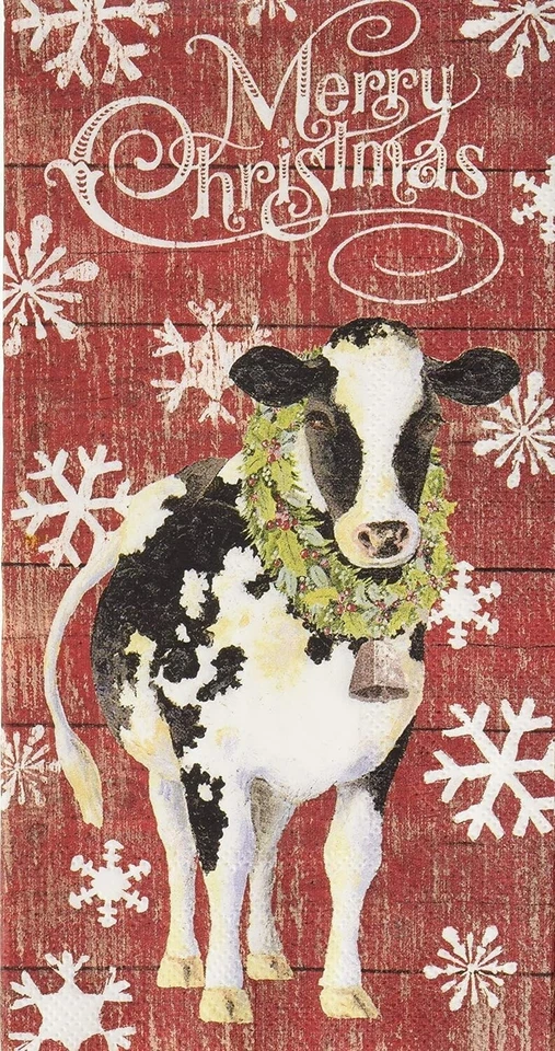 Servilletas Joy to the Farm Navidad Cena Bebida Invitado Granja Vaca Patrón Foto 2 de 3