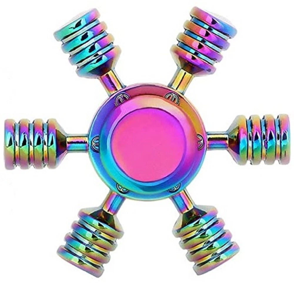 Rainbow Holo High Quality Metal 6 Arm Hand Spinner