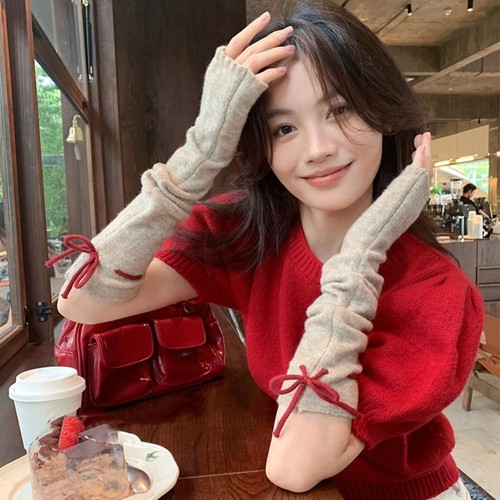 Elastic Y2k Long Mittens Korean Style Knitted Sleeves Clothing Accessories - Picture 11 of 19