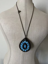 ZAD tear shape faux turquoise necklace 