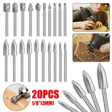 20Pc Wood Carving Engraving Drill Bits Set Milling Cutter For Dremel Rotary Tool