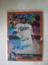 2018 BOWMAN CHROME IBANDEL ISABEL ORANGE REFRACTOR MOJO #12/25 AUTO DODGERS