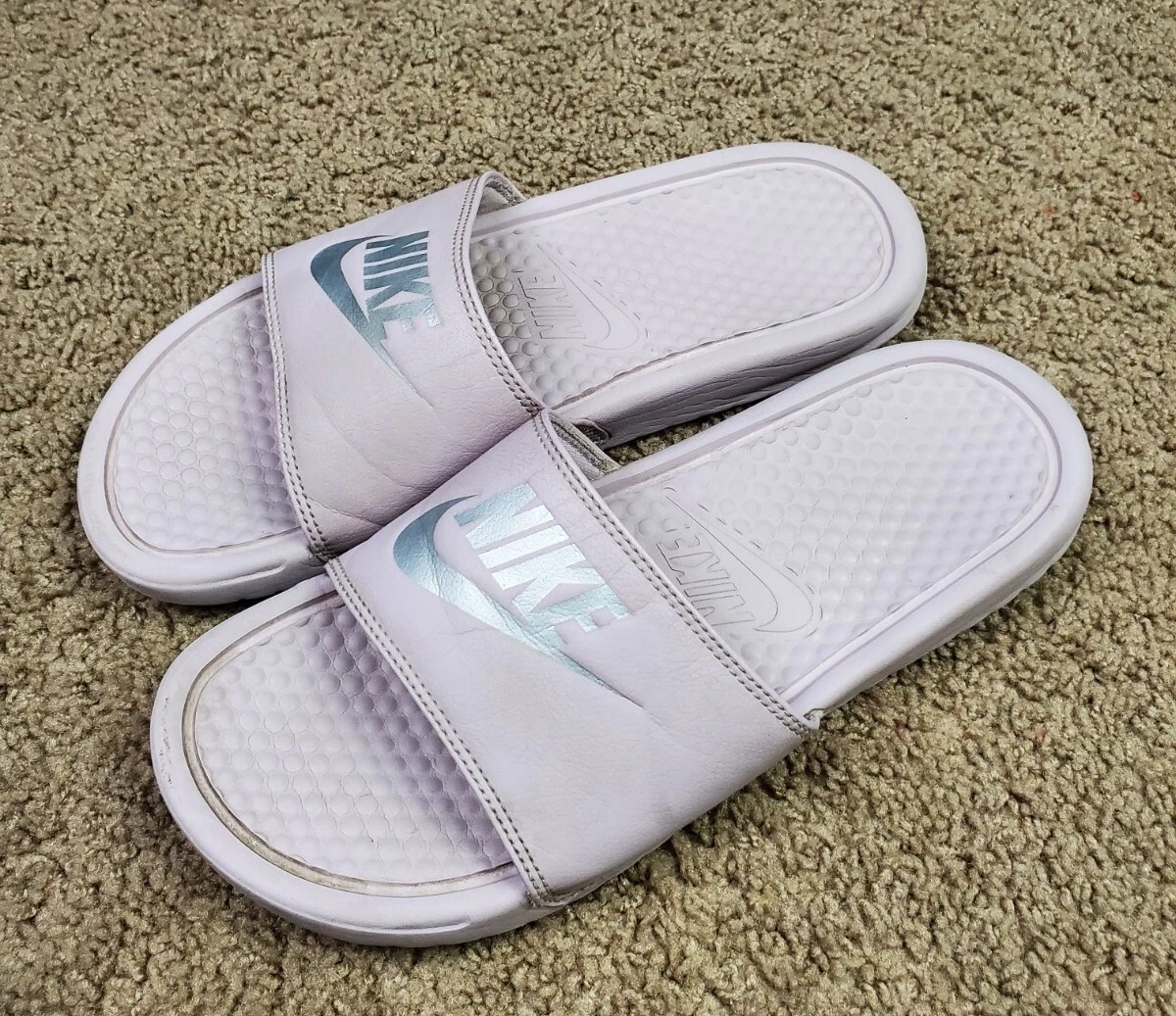 Nike Benassi JDI Slide Sandals Rose Silver 343881 614 Womens 8