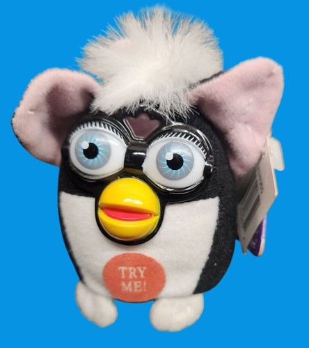 Tiger Electronics Mini Furby Plush Keychain With Clip - Tested - Works - 第 1/9 張圖片
