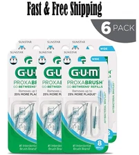 GUM Proxabrush Go-Betweens Interdental Brush Refills, Wide, 8 Count -6 pk
