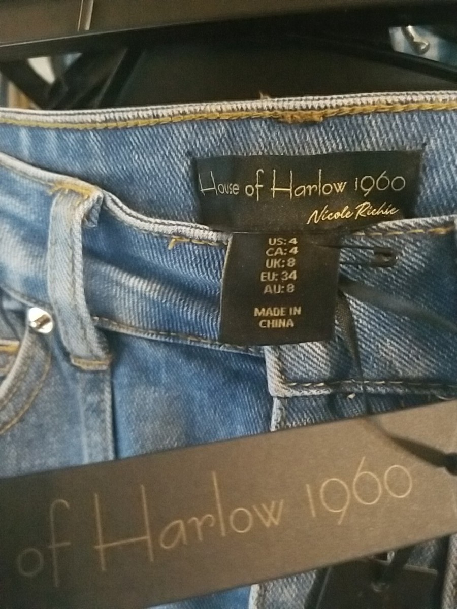 HOUSE OF HARLOW 1960 Midi Denim Skirt Front Slit STRETCHY Size 4 NWT$188 |  eBay