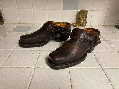 Frye Harness Belted Clog Shoe Mule Brown Leather Women’s M USA