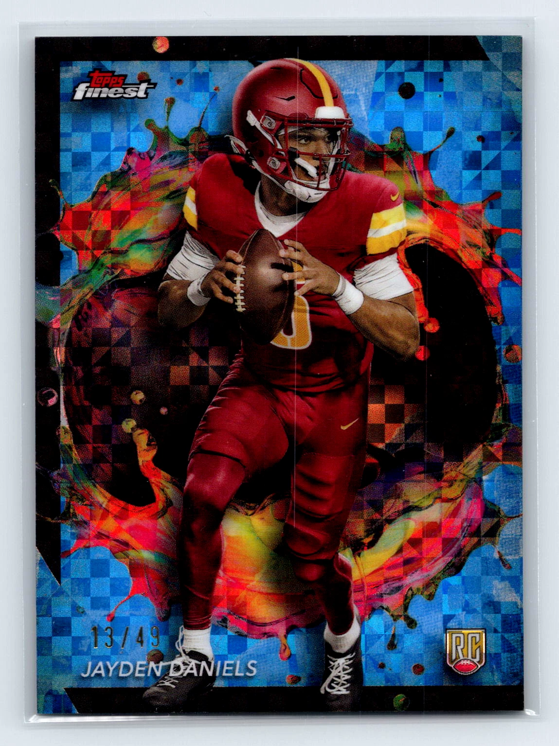 Jayden Daniels Rookie 2024 Topps Finest Football Blue Checkerboard /49 Rare #246